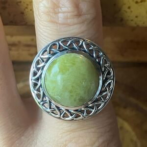Natural Connemara Marble Sterling Silver Cocktail Ring Size 8
